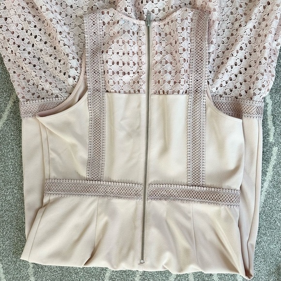 Chelsea28 Blush Pink Stretch Sleeveless Dress w/ Lace Details and Hem - Picture 4 of 6